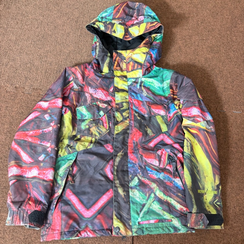 Volcom Youth Snowboard Jacket Multicolor‎ Abstract Print Waterproof Size S P 768